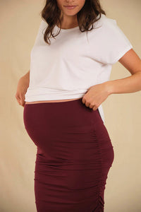 Organic Bamboo Long Ruched Maternity Skirt Maternity Skirt from Bamboo Body maternity store australia