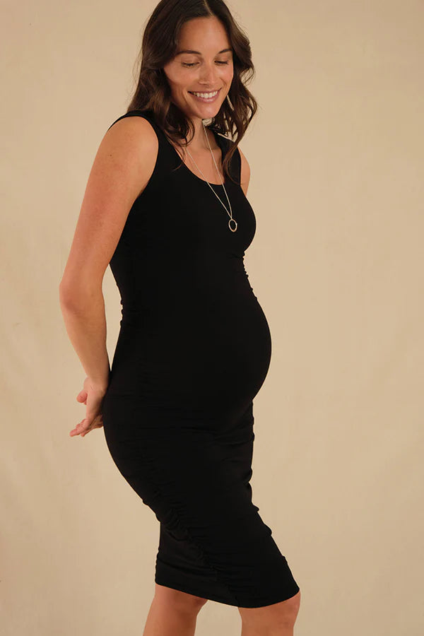 Organic Bamboo Ruched Tank Maternity Dress Dress from Bamboo Body maternity store australia
