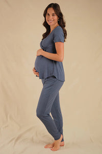 Organic Bamboo Short Sleeve Cross Front Maternity & Nursing Top Pyjama from Bamboo Body maternity store australia