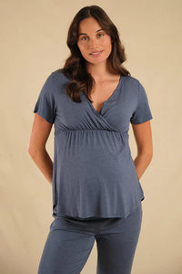 Organic Bamboo Short Sleeve Cross Front Maternity & Nursing Top Pyjama from Bamboo Body maternity store australia