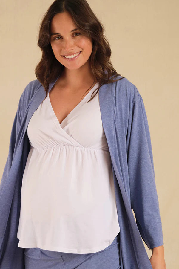 Organic Bamboo Short Sleeve Cross Front Maternity & Nursing Top Pyjama from Bamboo Body maternity store australia