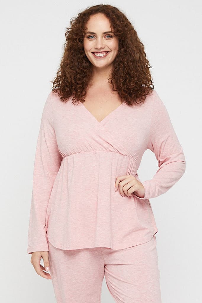 Organic Bamboo Long Sleeve Cross Front Maternity & Nursing Top