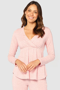 Organic Bamboo Long Sleeve Cross Front Maternity & Nursing Top