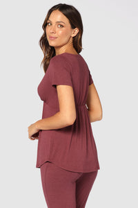 Organic Bamboo Short Sleeve Cross Front Maternity & Nursing Top