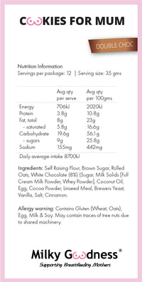 Double Choc Lactation Cookies | Milky Goodness Lactation Cookies from Milky Goodness maternity store australia