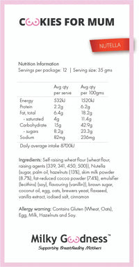 Nutella Lactation Cookies | Milky Goodness Lactation Cookies from Milky Goodness maternity store australia