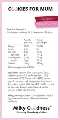 Raspberry Lactation Cookies (Dairy & Soy Free) | Milky Goodness Lactation Cookies from Milky Goodness maternity store australia