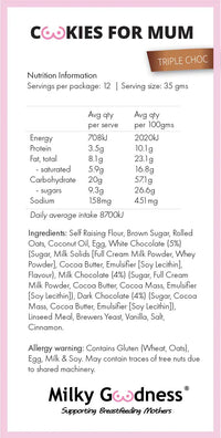 Triple Choc Lactation Cookies | Milky Goodness Lactation Cookies from Milky Goodness maternity store australia