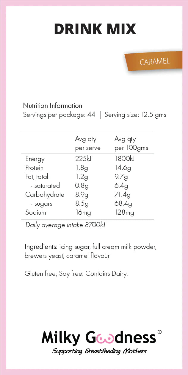 Lactation Caramel Drink Mix Lactation Hot Chocolate from Milky Goodness maternity store australia
