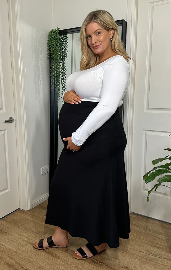 Organic Bamboo Lana Long Maternity Skirt Maternity Skirt from Bamboo Body maternity store australia