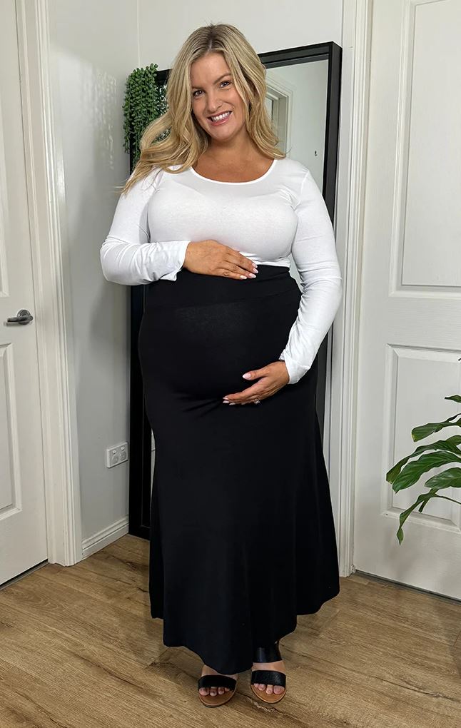 Organic Bamboo Lana Long Maternity Skirt Maternity Skirt from Bamboo Body maternity store australia