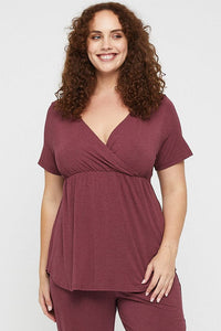 Organic Bamboo Short Sleeve Cross Front Maternity & Nursing Top