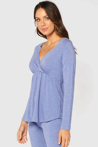 Organic Bamboo Long Sleeve Cross Front Maternity & Nursing Top Pyjama from Bamboo Body maternity store australia