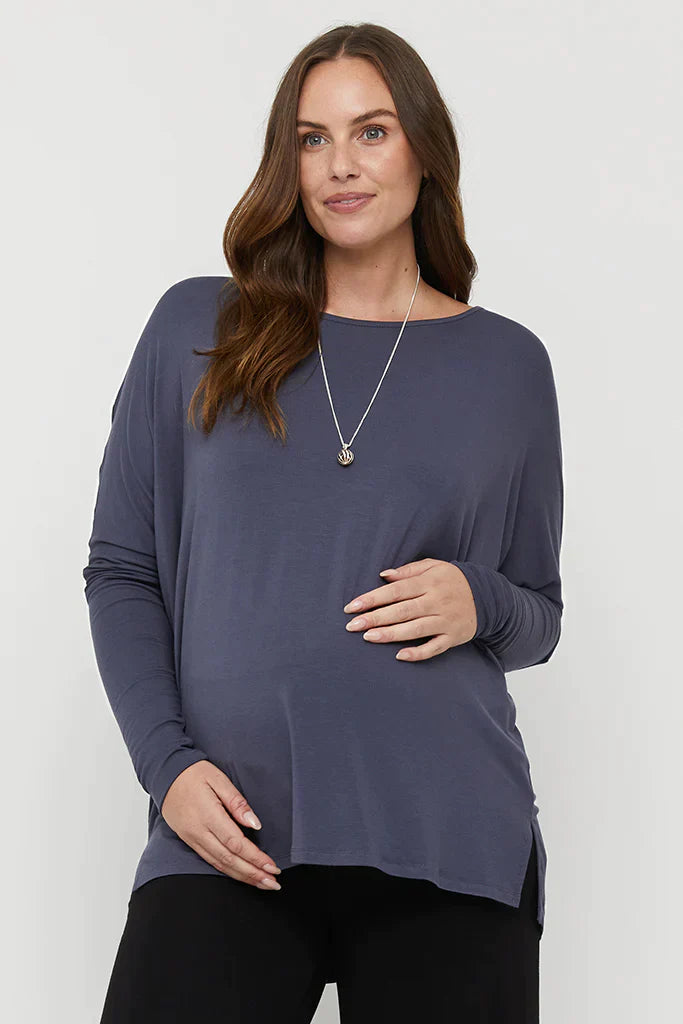Organic Bamboo Liv Long Sleeve Slouch Maternity Top Maternity Top from Bamboo Body maternity store australia