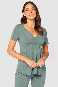 Organic Bamboo Short Sleeve Cross Front Maternity & Nursing Top