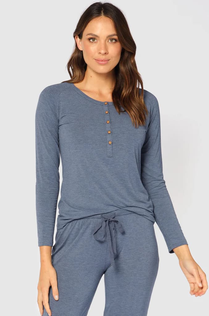 Organic Bamboo Long Sleeve Nursing Henley Top