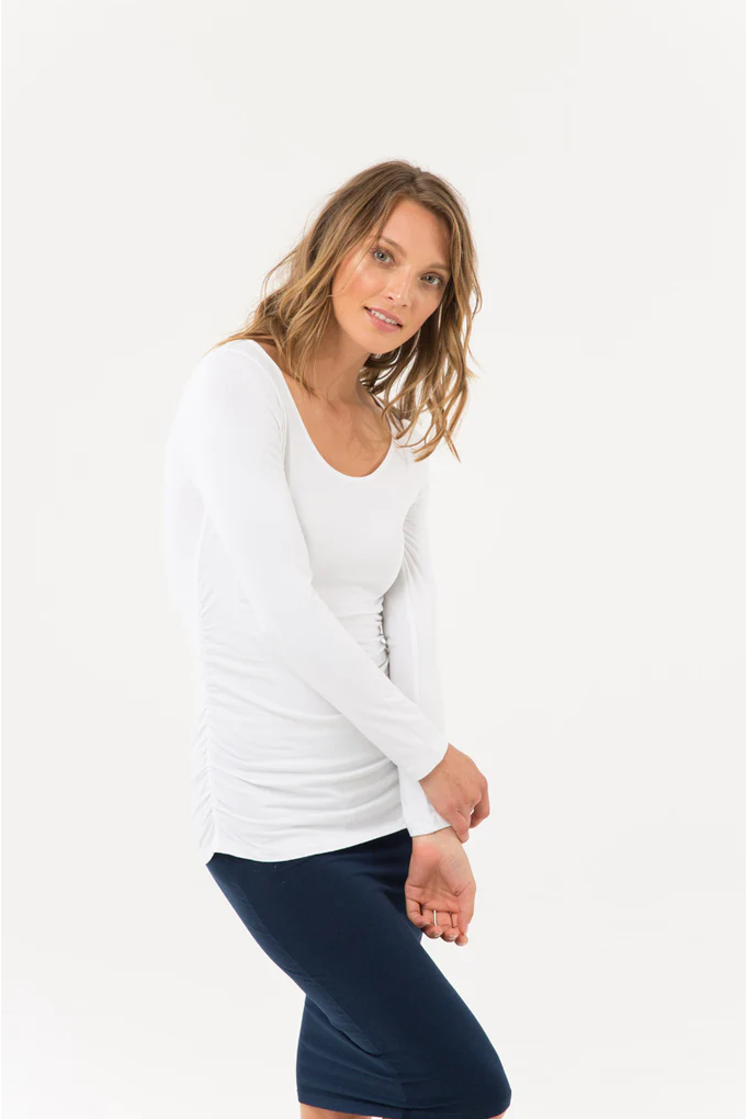 Organic Bamboo Long Sleeve Ruched Maternity Top Maternity Top from Bamboo Body maternity online store brisbane sydney perth australia