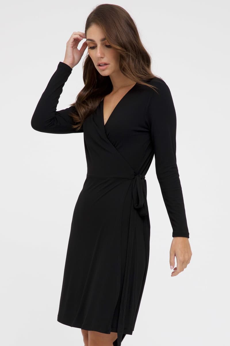 Organic Bamboo Long Sleeve Nursing Wrap Dress