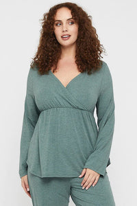Organic Bamboo Long Sleeve Cross Front Maternity & Nursing Top