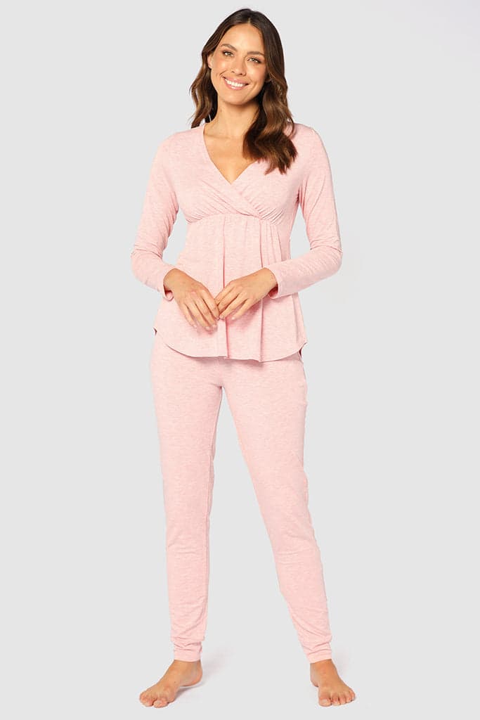 Organic Bamboo Long Sleeve Cross Front Maternity & Nursing Top