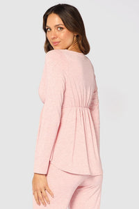 Organic Bamboo Long Sleeve Cross Front Maternity & Nursing Top