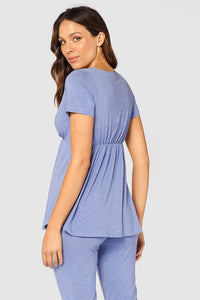 Organic Bamboo Short Sleeve Cross Front Maternity & Nursing Top Pyjama from Bamboo Body maternity store australia