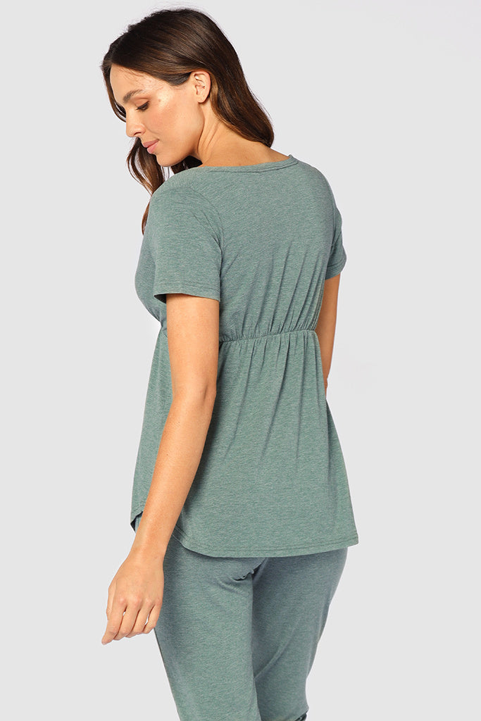 Organic Bamboo Short Sleeve Cross Front Maternity & Nursing Top Pyjama from Bamboo Body maternity store australia