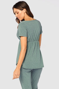 Organic Bamboo Short Sleeve Cross Front Maternity & Nursing Top Pyjama from Bamboo Body maternity store australia