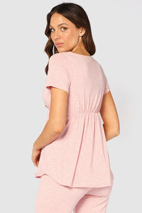 Organic Bamboo Short Sleeve Cross Front Maternity & Nursing Top Pyjama from Bamboo Body maternity store australia