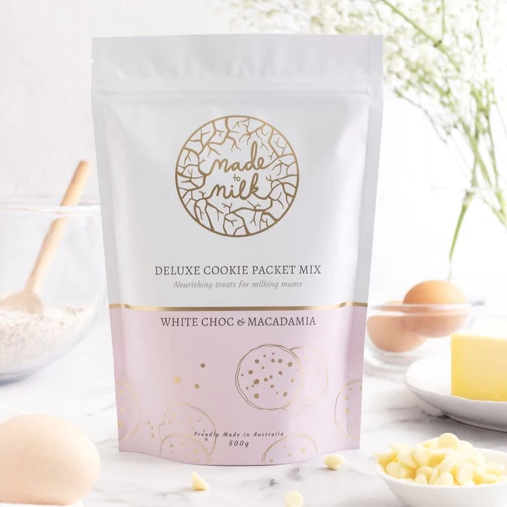 White Choc & Macadamia Lactation Cookie Packet Mix (Pre-Order) Lactation Cookies from Made to Milk maternity online store brisbane sydney perth australia