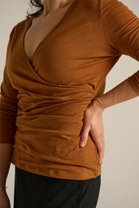 Bamboo L/S Cross Front Maternity & Nursing Top