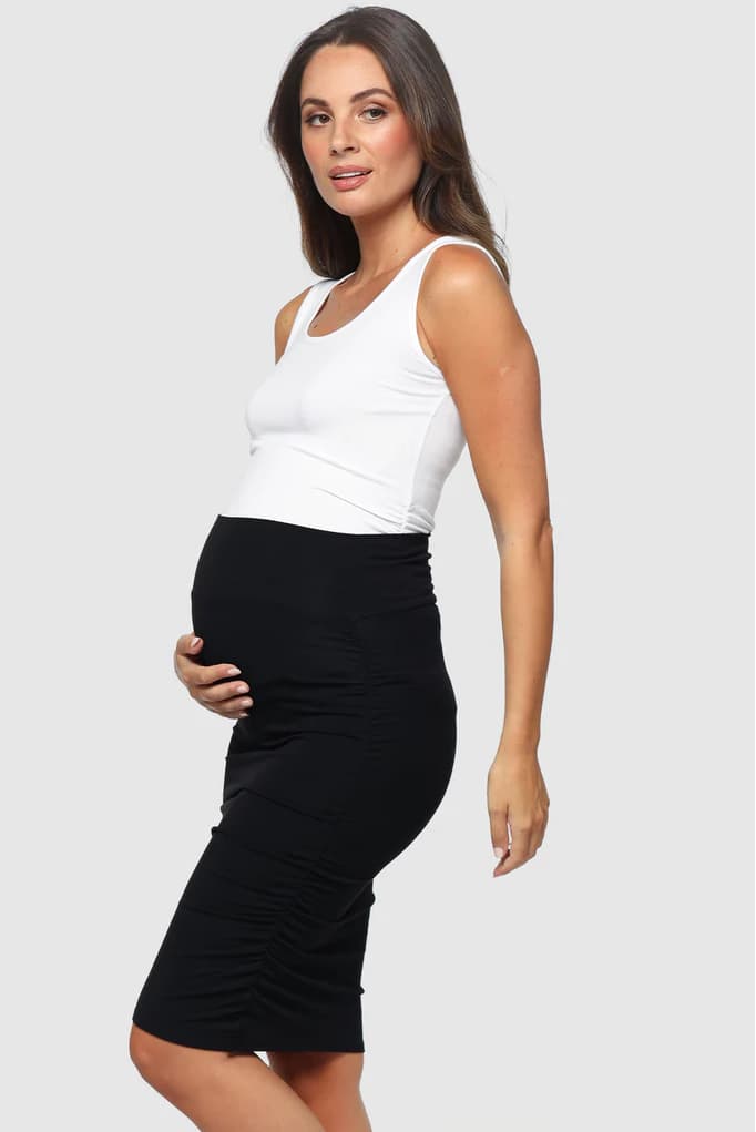 Organic Bamboo Maternity Ruched Skirt