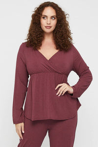 Organic Bamboo Long Sleeve Cross Front Maternity & Nursing Top