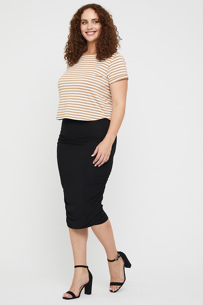 Organic Bamboo Long Ruched Maternity Skirt