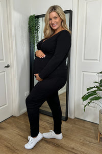 Bamboo L/S Cross Front Maternity & Nursing Top