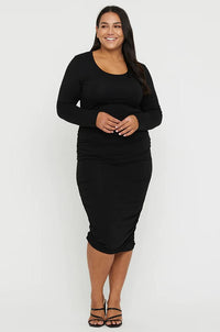 Organic Bamboo Long Sleeve Ruched Maternity Top