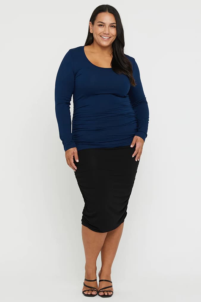 Organic Bamboo Long Sleeve Ruched Maternity Top
