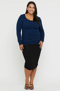 Organic Bamboo Long Sleeve Ruched Maternity Top