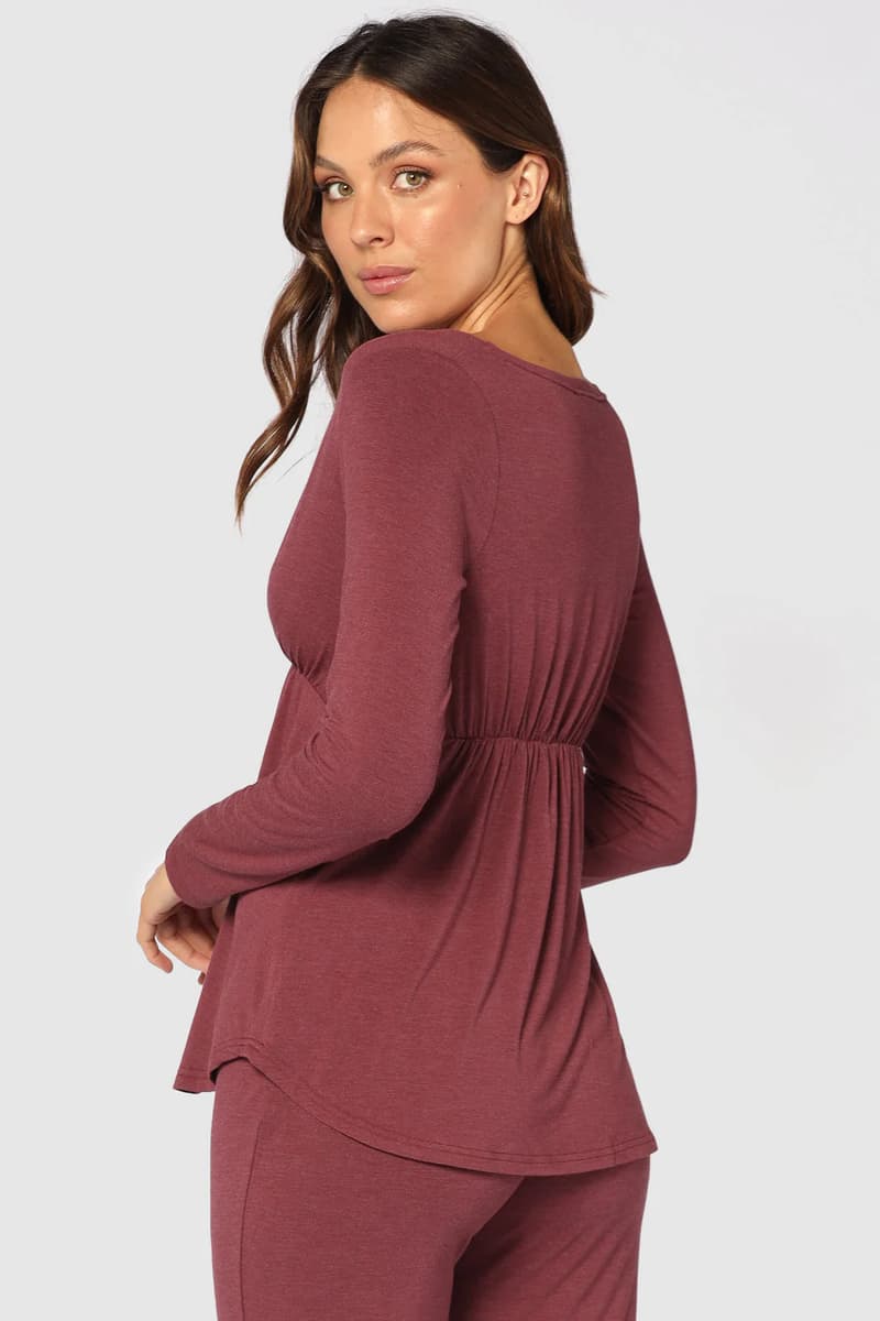 Organic Bamboo Long Sleeve Cross Front Maternity & Nursing Top