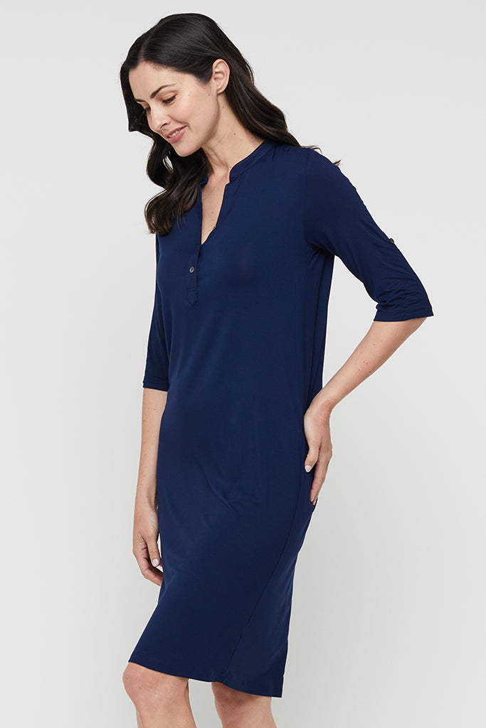 Organic Bamboo Tab Sleeve Nursing Dress Nursing Dress from Bamboo Body maternity online store brisbane sydney perth australia