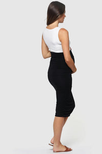 Organic Bamboo Long Ruched Maternity Skirt