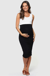 Organic Bamboo Long Ruched Maternity Skirt