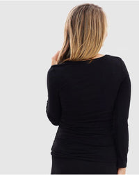 Organic Bamboo Long Sleeve Ruched Maternity Top