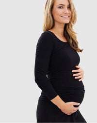 Organic Bamboo Long Sleeve Ruched Maternity Top