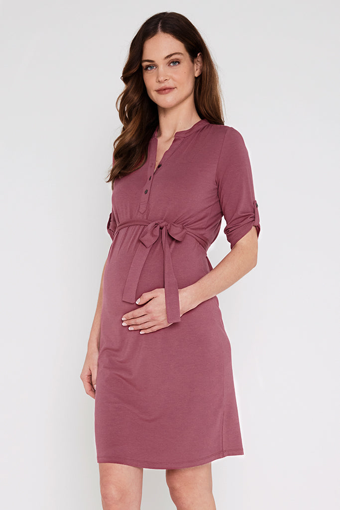 Organic Bamboo Tab Sleeve Nursing Dress Nursing Dress from Bamboo Body maternity online store brisbane sydney perth australia