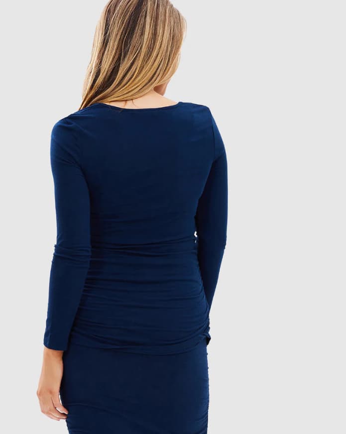 Organic Bamboo Long Sleeve Ruched Maternity Top