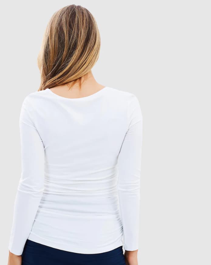 Organic Bamboo Long Sleeve Ruched Maternity Top
