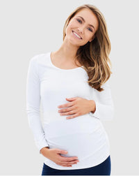Organic Bamboo Long Sleeve Ruched Maternity Top