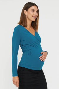 Thumbnail for Organic Bamboo L/S Cross Front Maternity & Nursing Top Maternity Top from Bamboo Body maternity online store brisbane sydney perth australia