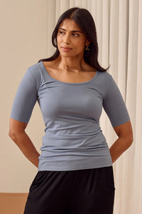 Bamboo Above Elbow Scoop Maternity Top